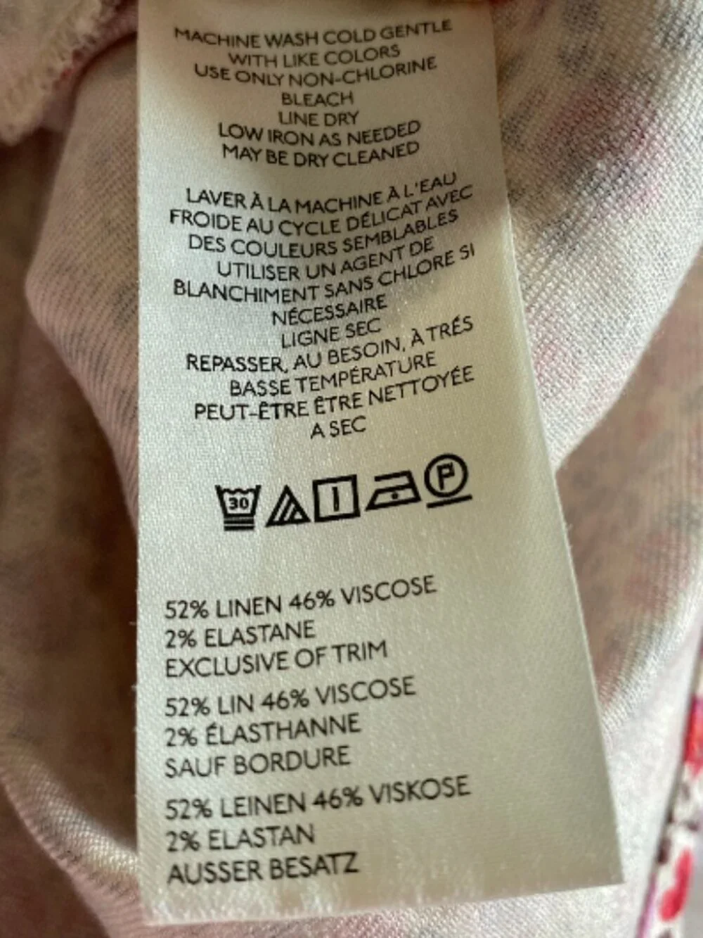 Anthropologie Floral Linen Blend Midi Skirt Pink Red Print Size XS